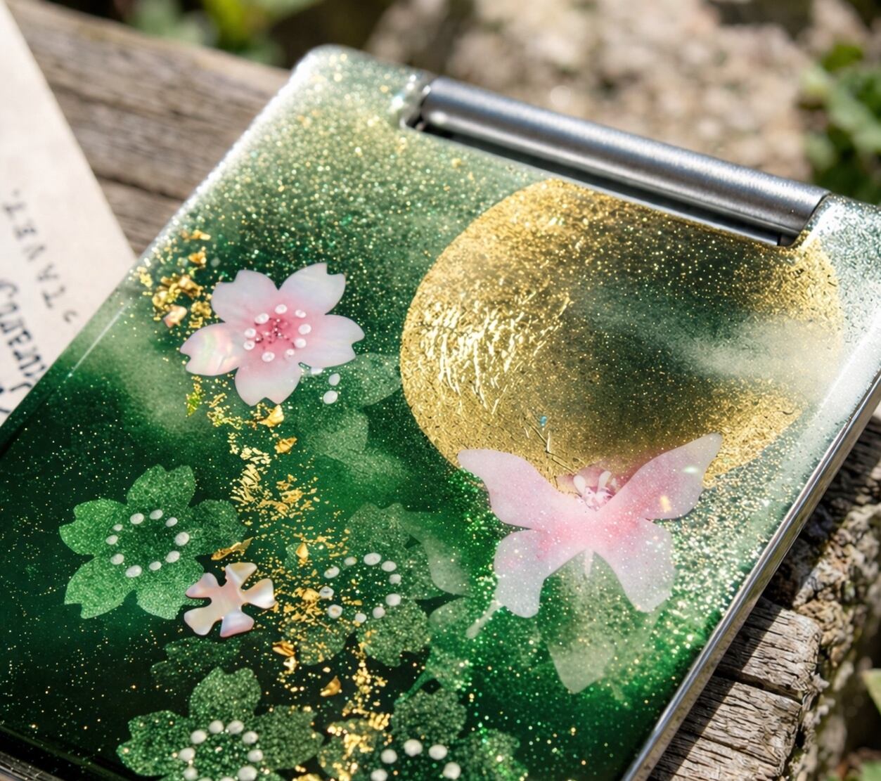 ハンドメイド　アート　ミラー　壁掛け　和風　伝統/Japanese Style 送料無料】コンパクトミラー「絵」名入れ 和柄 和風 和モダン 和雑貨