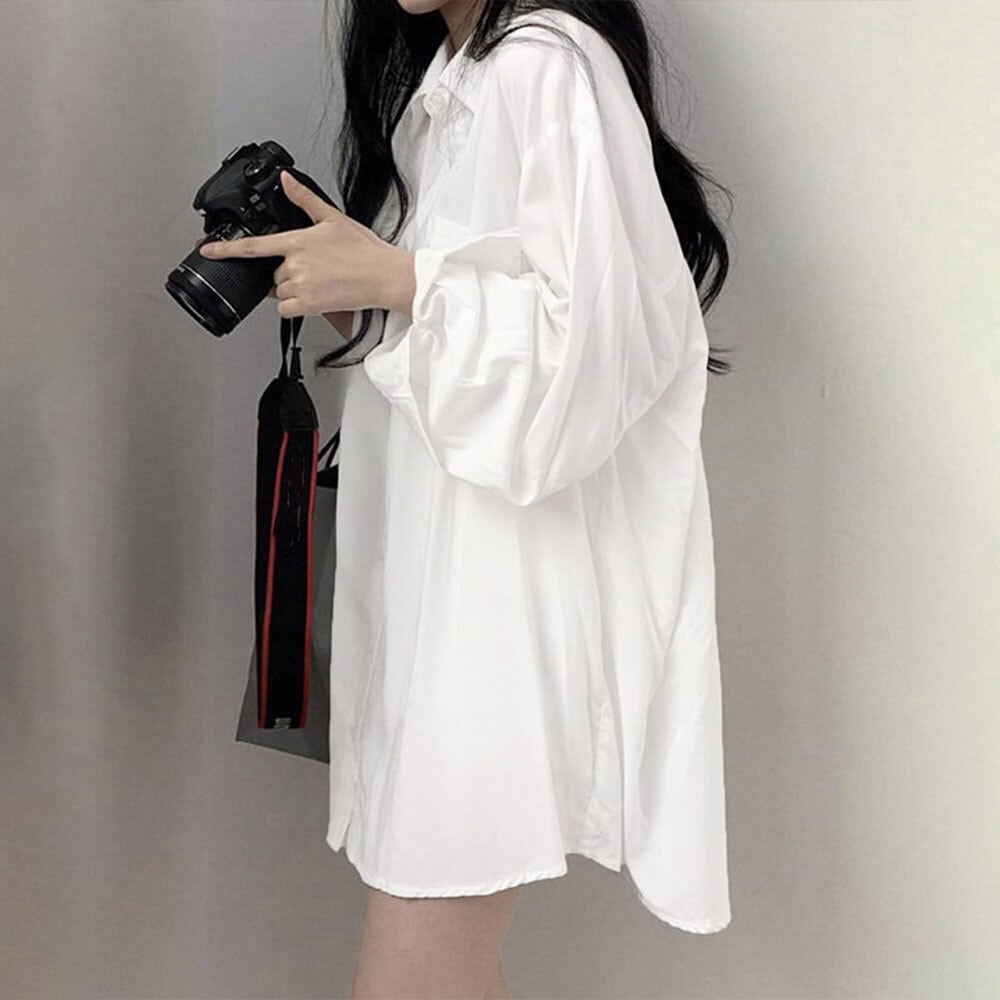 ロング シャツ 長袖 レディース 春秋 韓国 彼シャツ おしゃれ 大人 きれいめ オーバーサイズ シンプル ブラウス 羽織り ゆったり カジュアル トップス 大人可愛い 大人女子