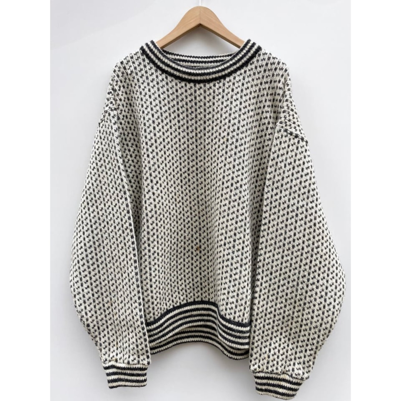 80s L.L.Bean "BIRDS EYE" WOOL KNIT MADE IN NORWAY Size XL