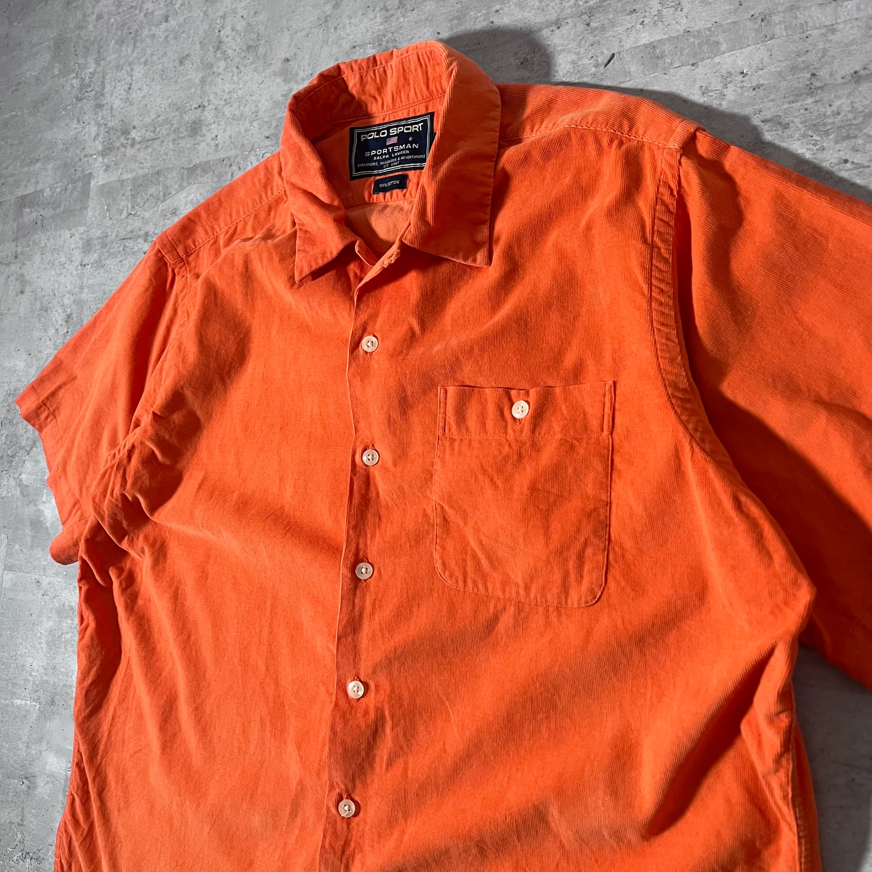 90s “polo sport” corduroy open collar shirt 90年代 ポロスポーツ ...