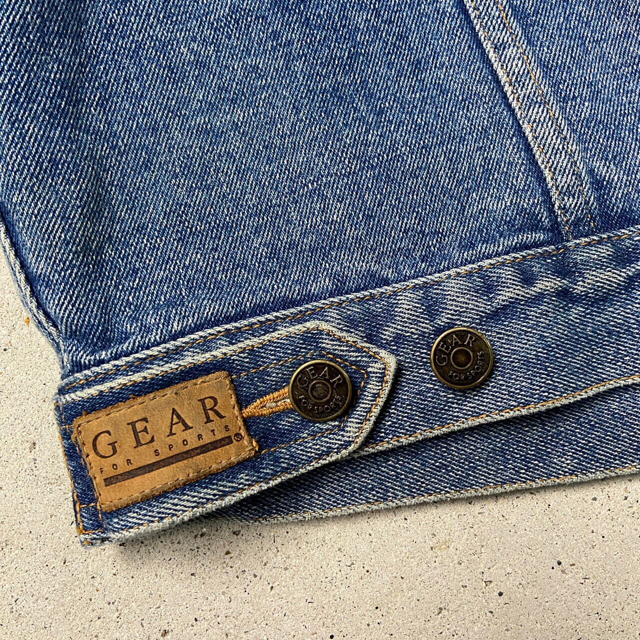 90年代 GEAR FOR SPORTS デニムジャケット 刺繍ロゴ メンズXL相当 古着 90s VINTAGE ヴィンテージ NCHA