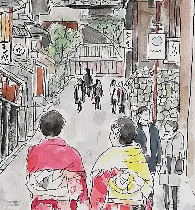 A4サイズ「京都 八坂の塔 新春の彩」 京の水彩画工房 | 京の水彩画工房