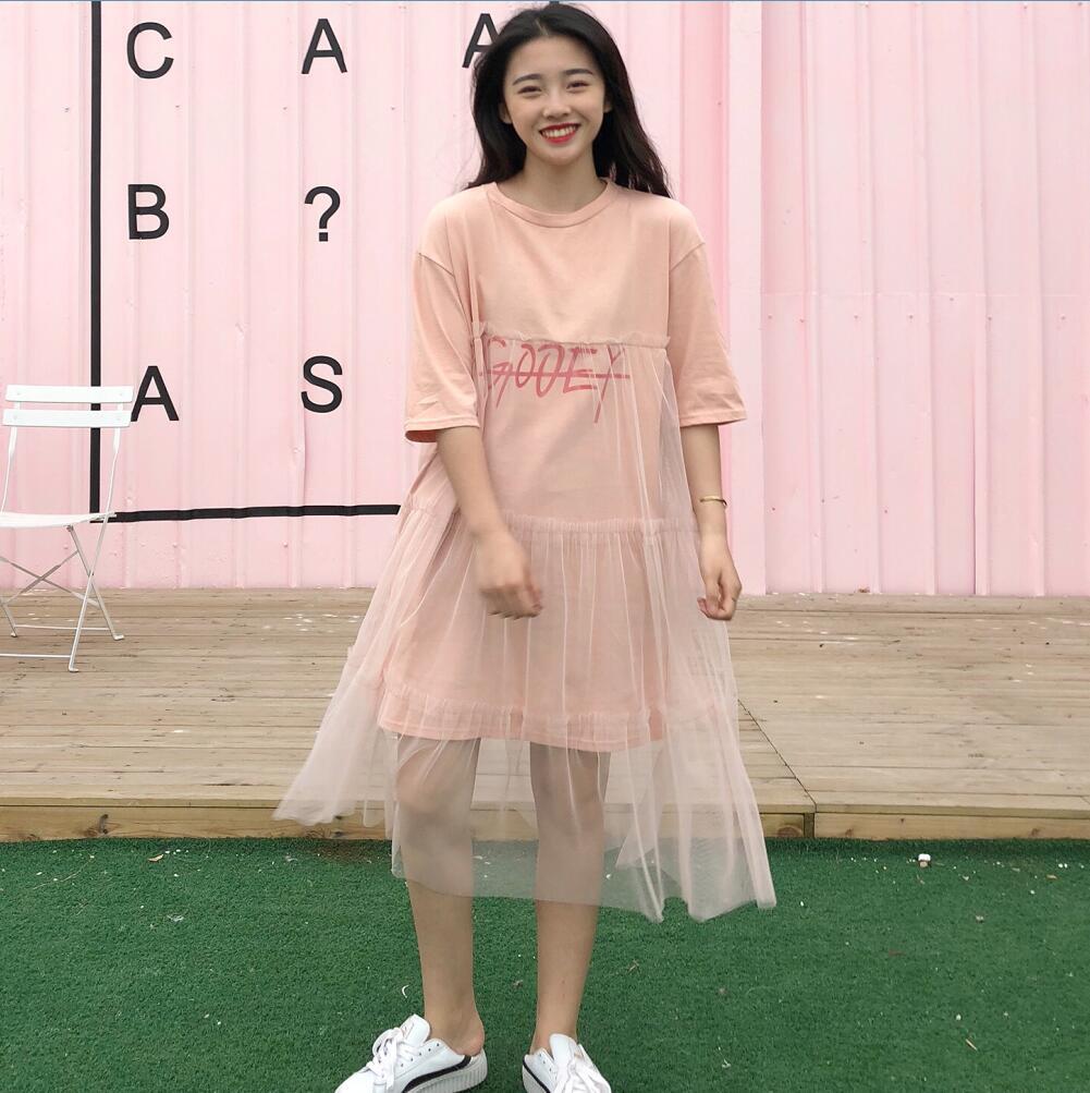 夏新商品 半袖五分袖ｔシャツワンピースチュール重ね着風スカート プチプライス お買い得商品 レーススカート シフォンカート アンティーク調 通勤通学 代 ブルー ホワイト ブラック チェック 学生 代 ワンピース レディース 半袖 膝丈 ノースリーブ ミディアム 大人