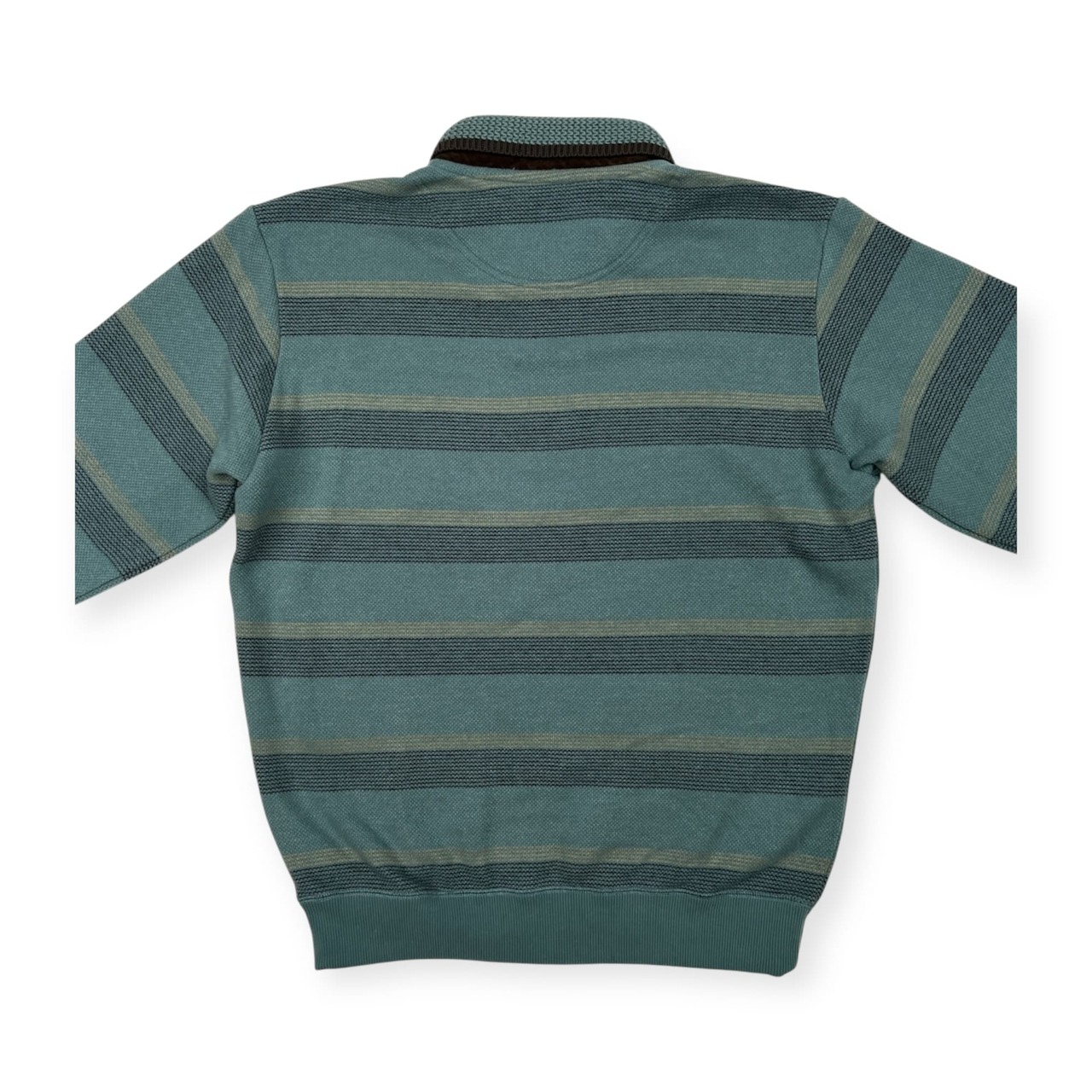 Crocodile クロコダイル ボーダー柄 ハーフジップ トレーナー シャツ サイズ LL /メンズ/水色/裏起毛