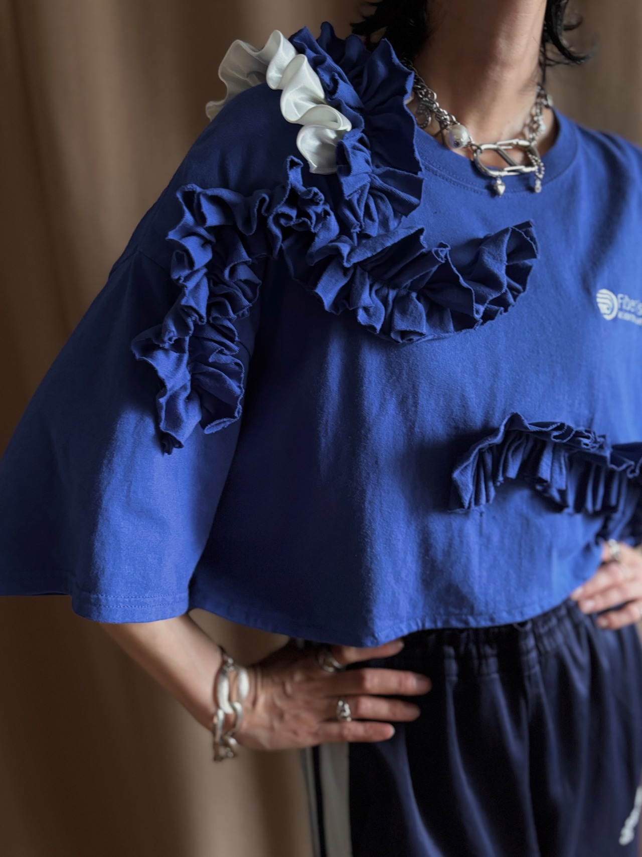 bold frill asymmetrical blue remake t-shirt-5280-6