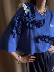 bold frill asymmetrical blue remake t-shirt-5280-6