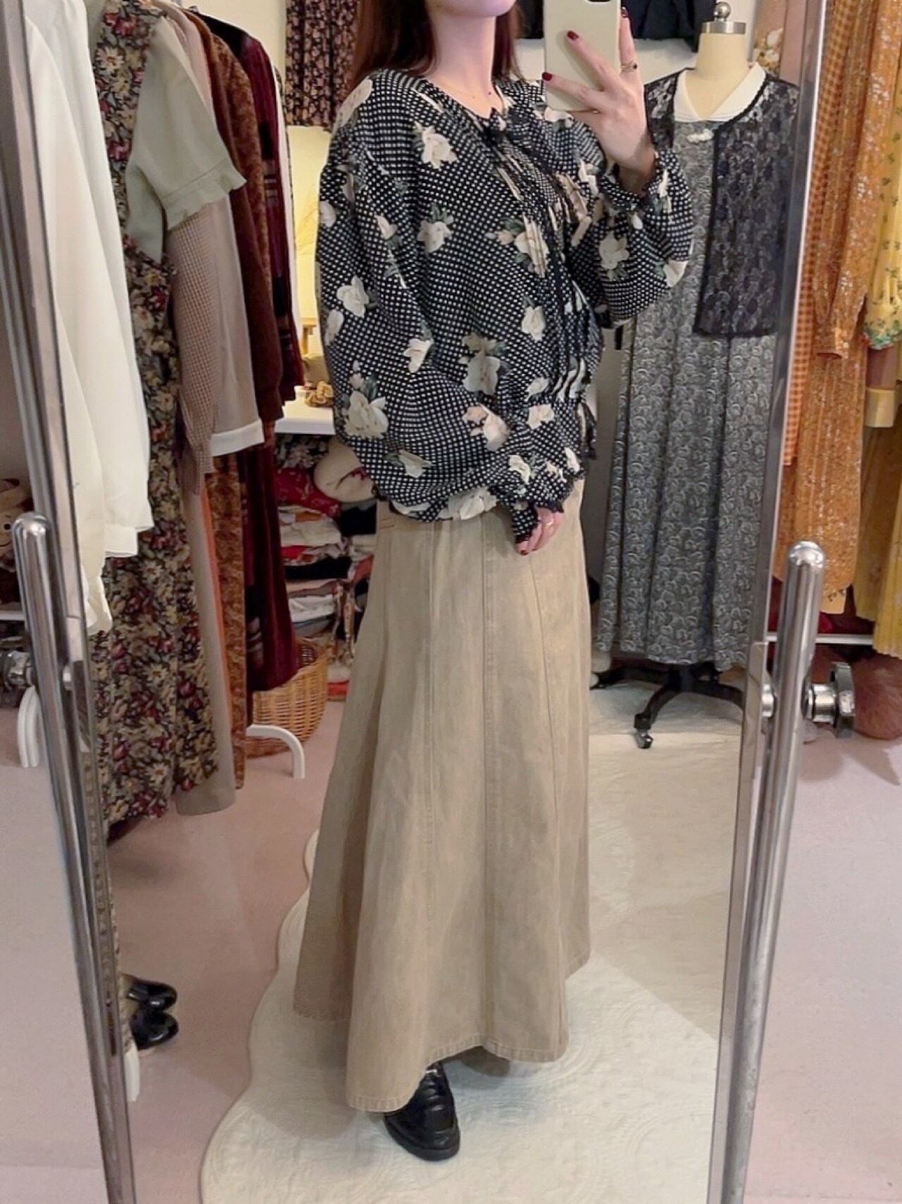 black dot flower peplum blouse