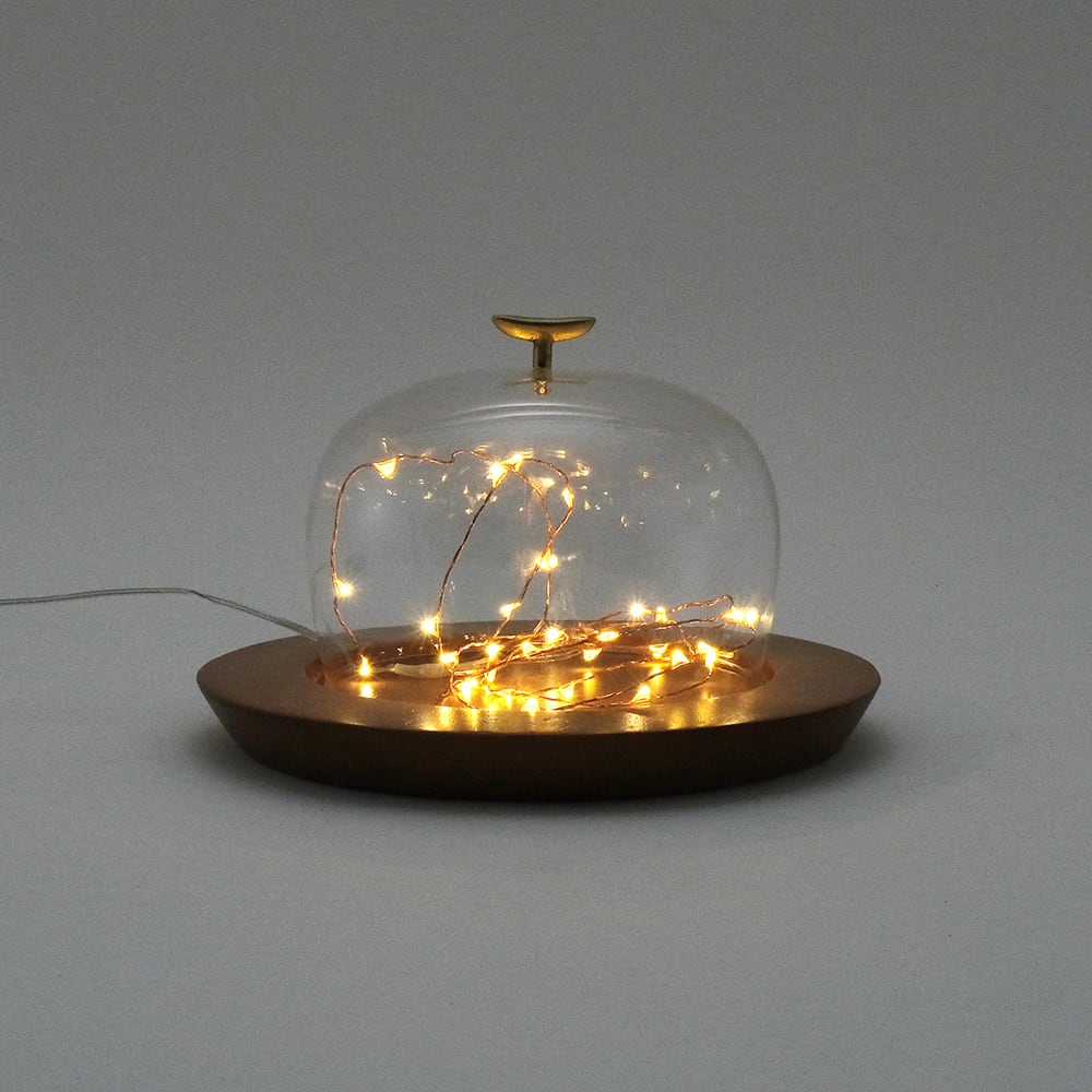 ガラスドームSサイズ アンティークゴールドの持ち手付きガラスドーム