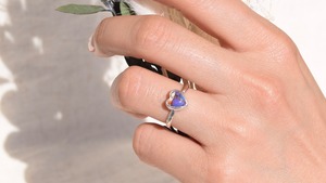 Purple copper heart turquoise ring《silver925》【受注製作】