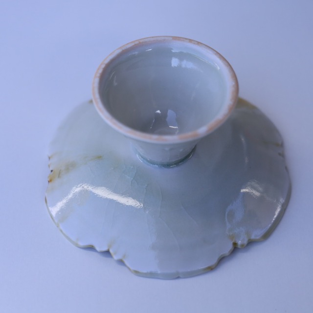 AS　前田麻美　灰青釉稜花コンポート