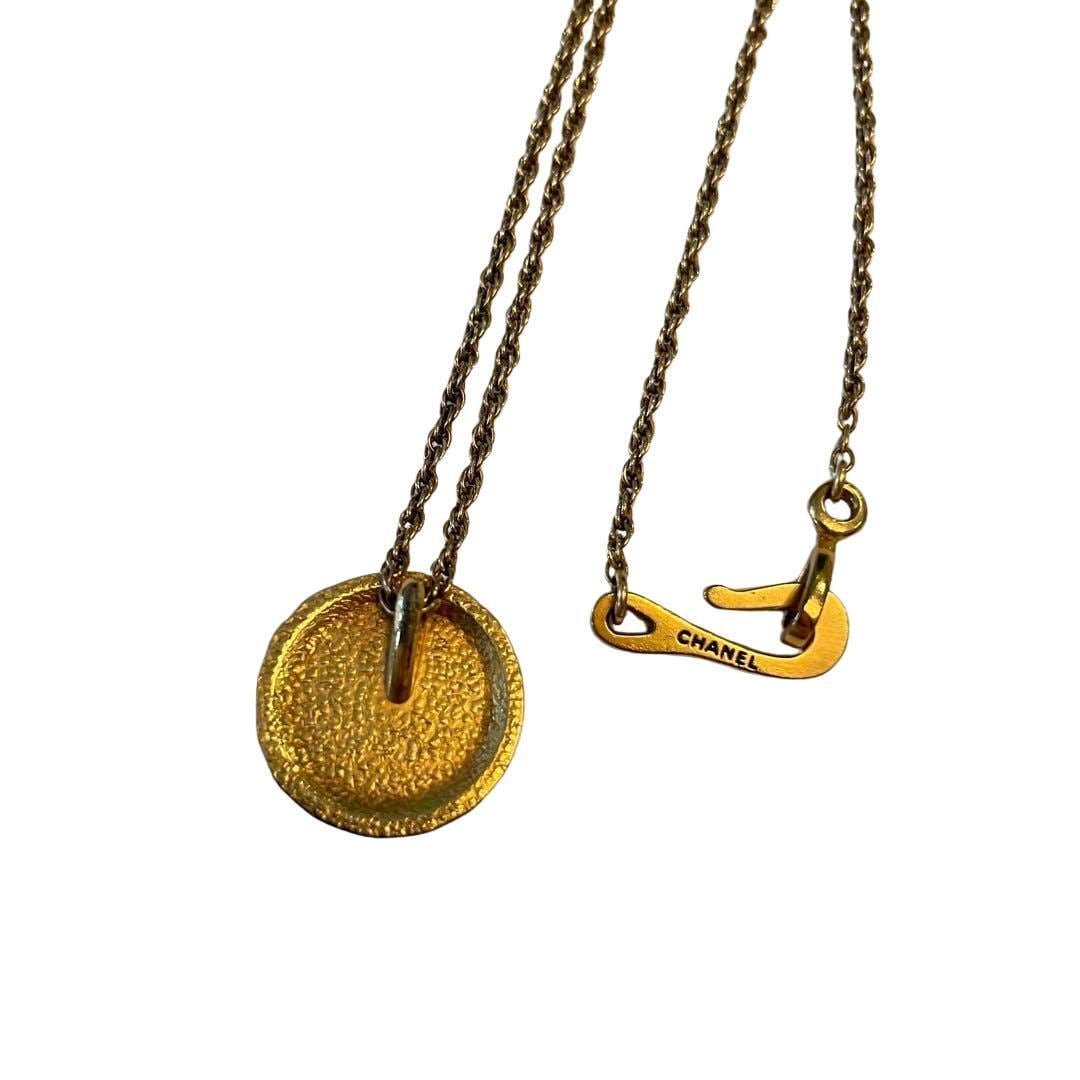CHANEL シャネル フラワー ひまわり ロゴ ネックレス GP ゴールド