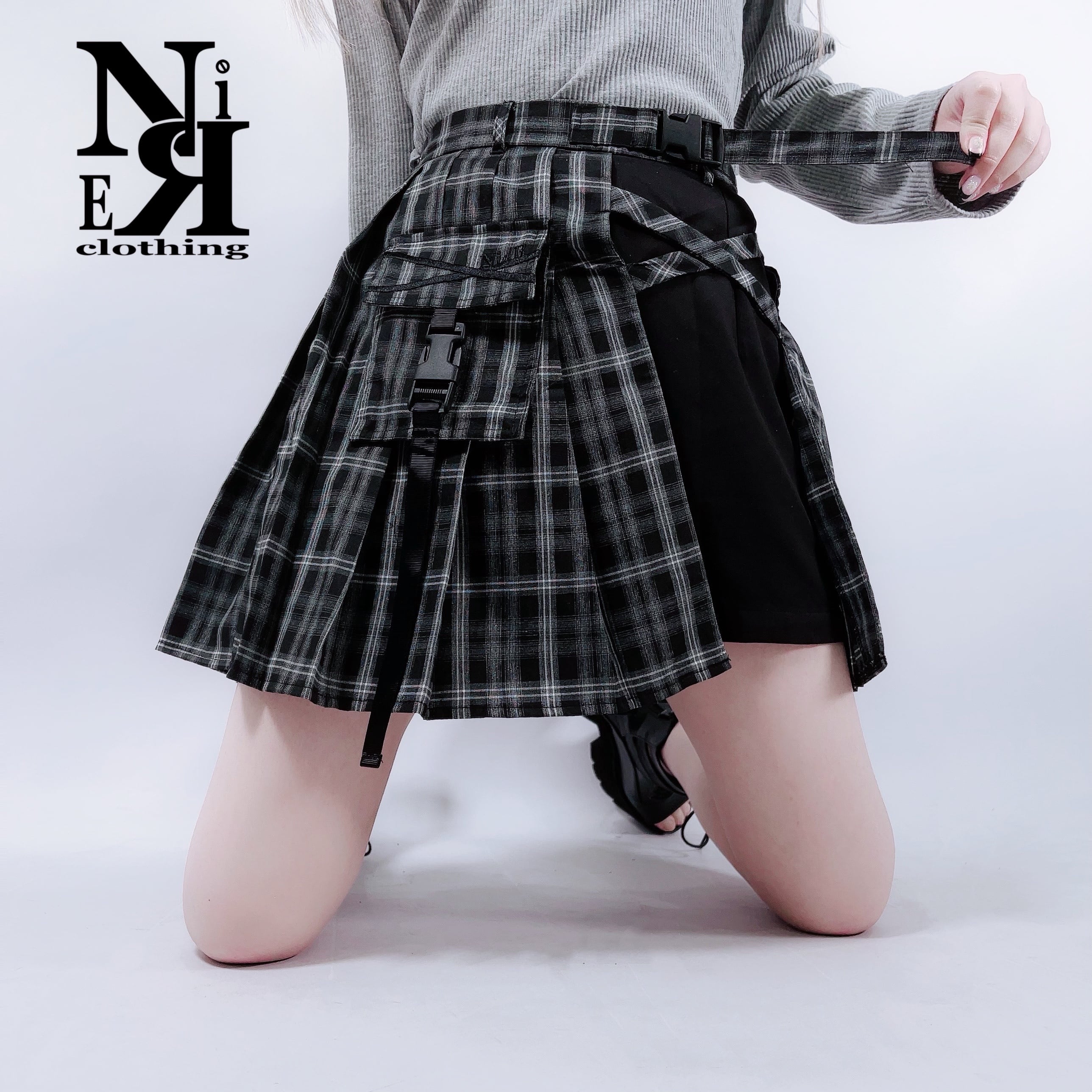 巻きスカート風キュロットパンツ【BLACK CHECKERED】　 | NIER CLOTHING powered by BASE