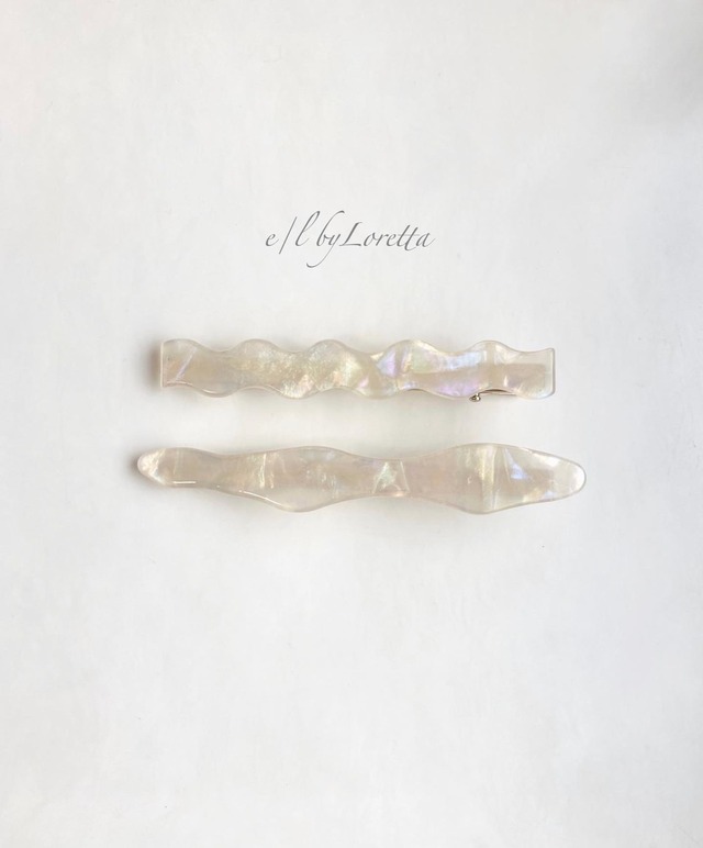 W wave design hair clip(Off-white aurora)  0002