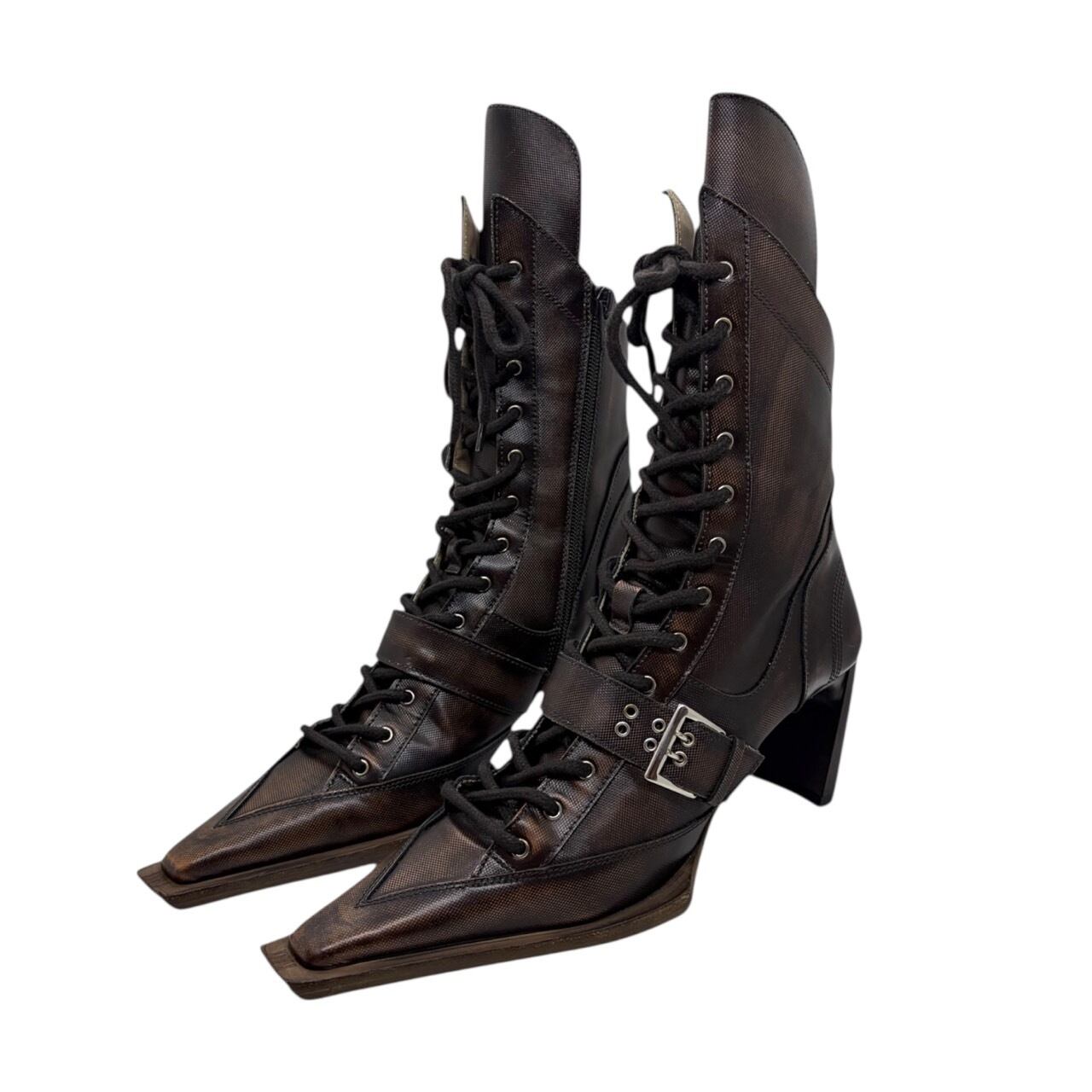 GRAPE ブラックショートブーツ ジッパー付き GRAPE】Spiral zipper boots Black | MINERAL