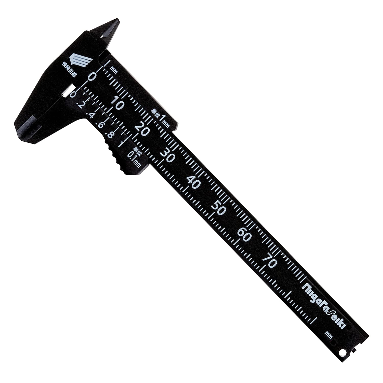 【特価処分】新潟精機(Niigataseiki) SK プラスチックノギス 軽快 快段目盛 70mm PC-70KD デプスバー有 ブラック