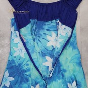 フラダンス 衣装 CC Fashions CCファッション ワンピース ドレス ブルー系 ホワイト系 ハワイ製 花柄 モンステラ柄 かわいい 華やか 鮮やか 明るい 爽やか 青 水色 白ハワイアン アロハ ハワイアンプリント フラ ダンス レッスン 練習