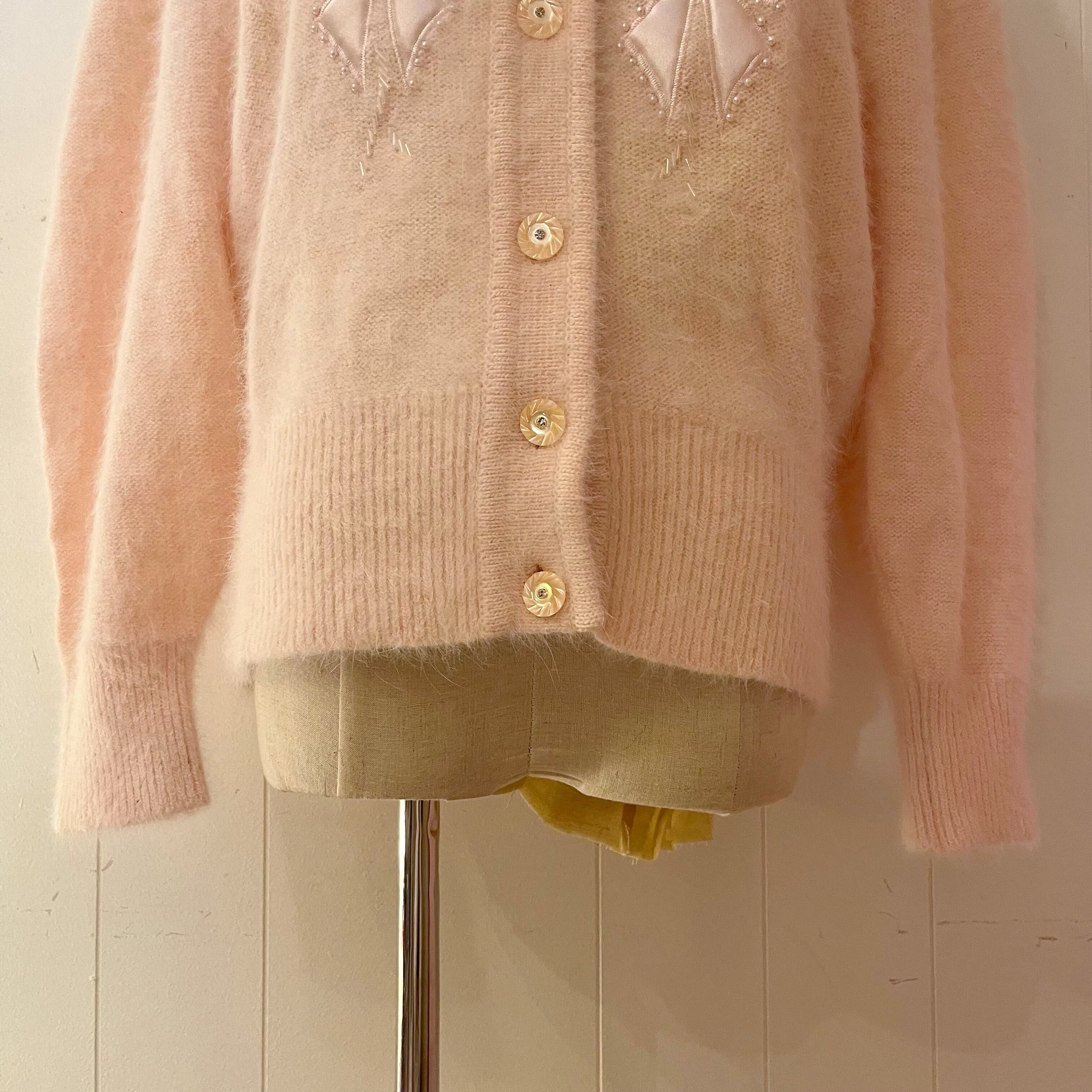 many ribbon angora knit cardigan