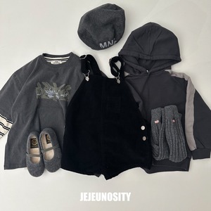 ［即納］jejeunosity corduroy short overalls black