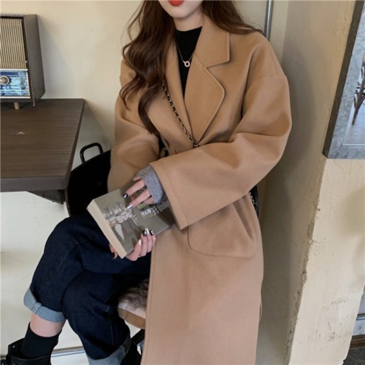 ロングコート レディースロングコート ベルト付きロングコート ガウン 