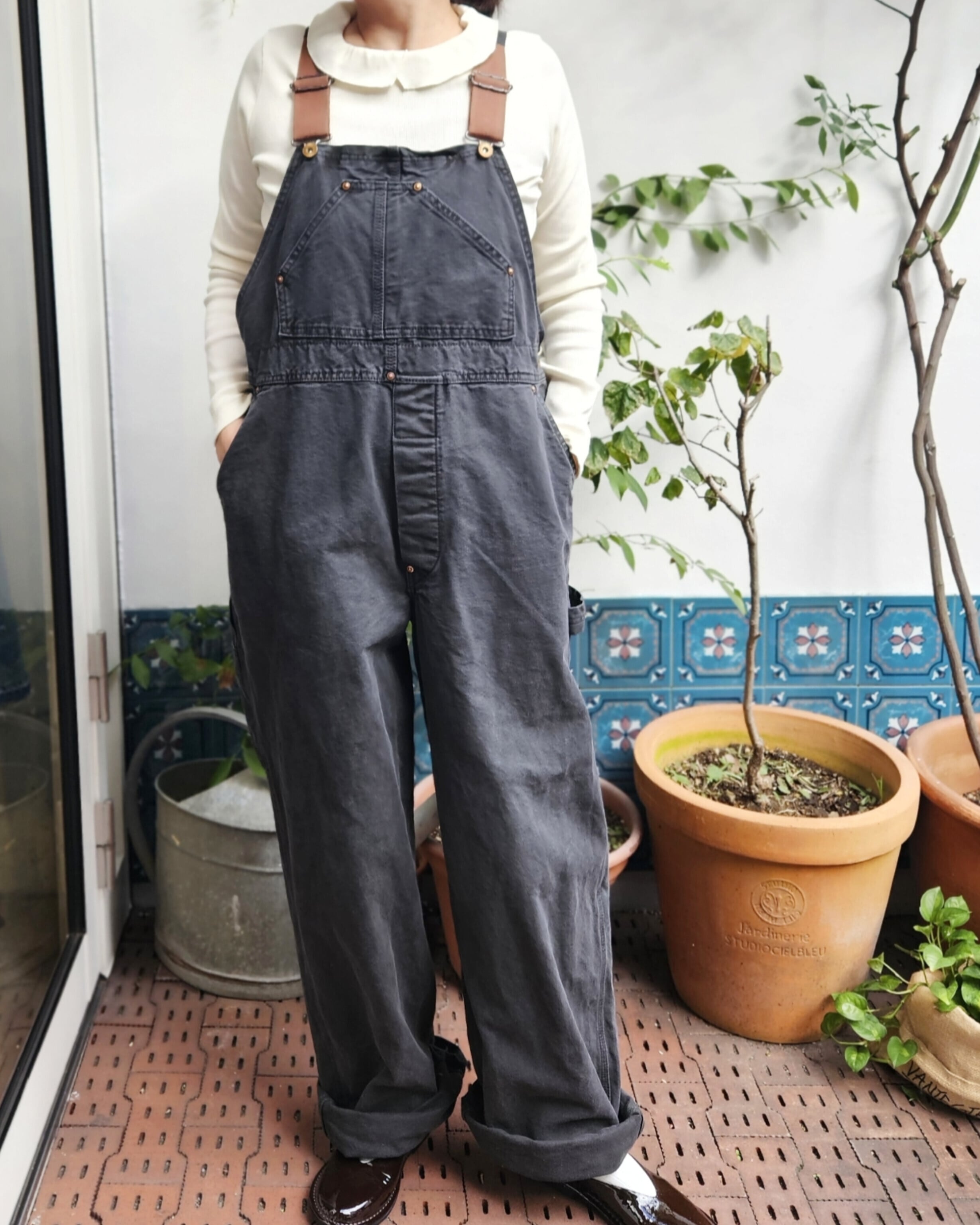 【MARET】オーガニックダックワークオーバーオール / BLK / M25A61