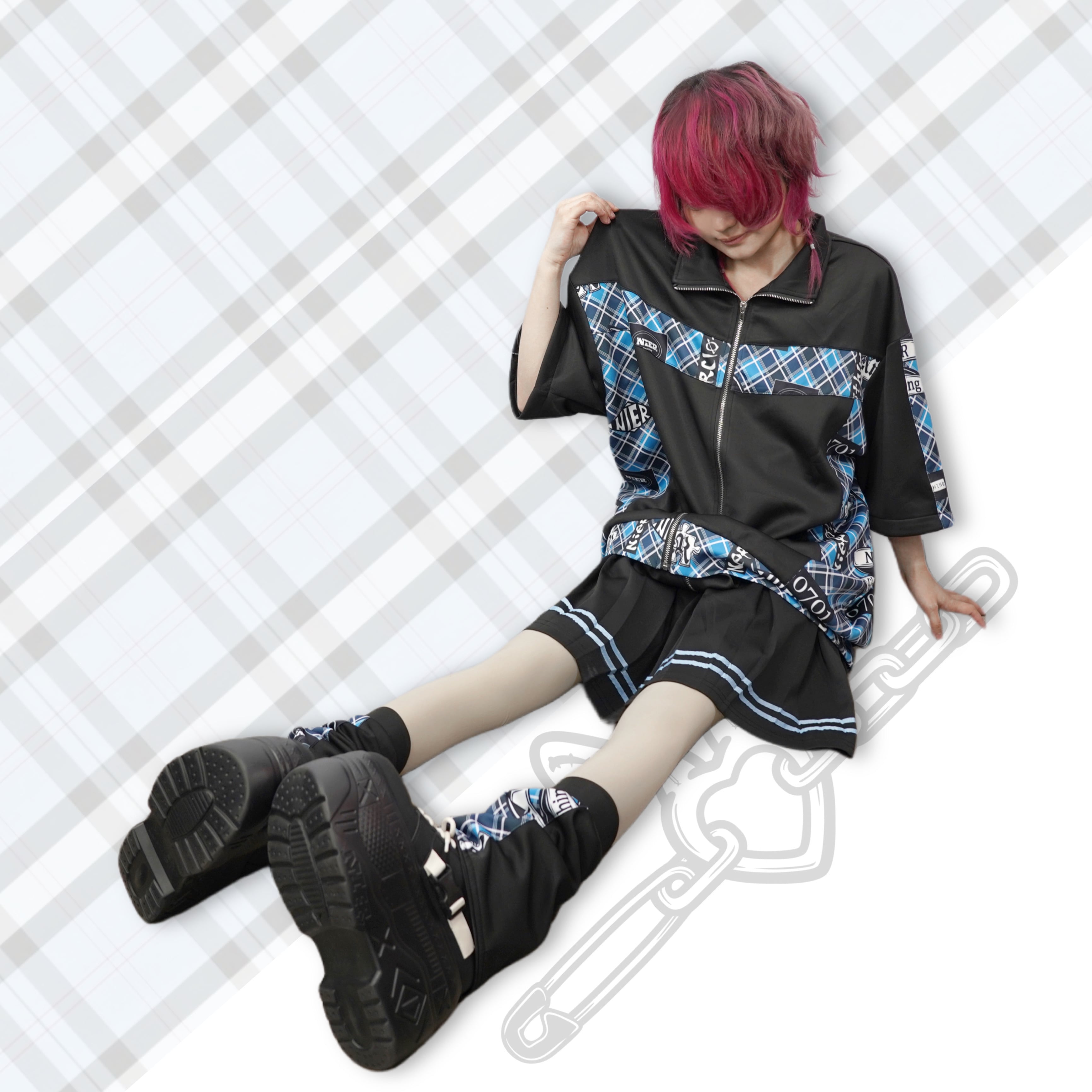 4WAY BLUE CHECK ZIP OUTER | NIER CLOTHING