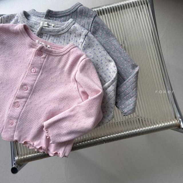 【取寄】raker｜elie eyelet cardigan (pink)｜エリアアイレットカーディガン（ピンク）｜XS-2XL｜kids｜26 spring