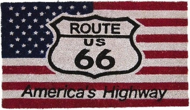 アメリカ route66 【玄関マット】コイヤーマット[US ROUTE66：レクト4060USA]＜アメ雑＞　　USA ROUTE66