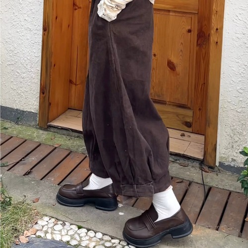 2色／裾タックコーデュロイパンツ ・12579