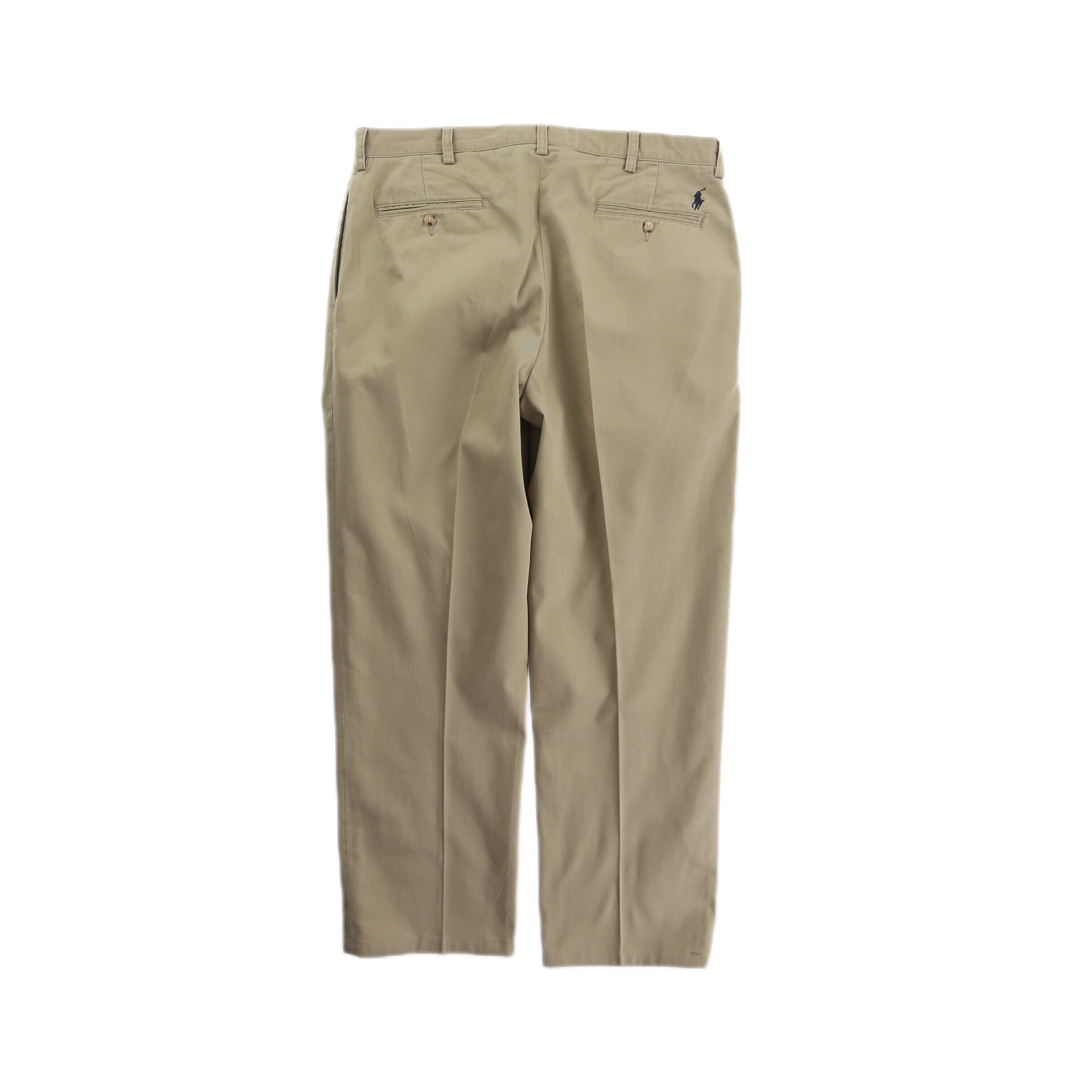 90s POLO CHINO USA製 ツータック チノパン ラルフローレン FIFTY-FIFTY】1990s vintage Polo by Ralph Lauren cotton 2tuck chino