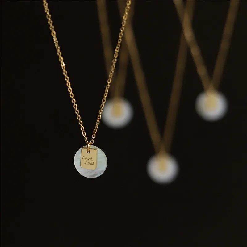 金アレ対応 18k ゴールドgoodluck刻印ネックレス (0291)