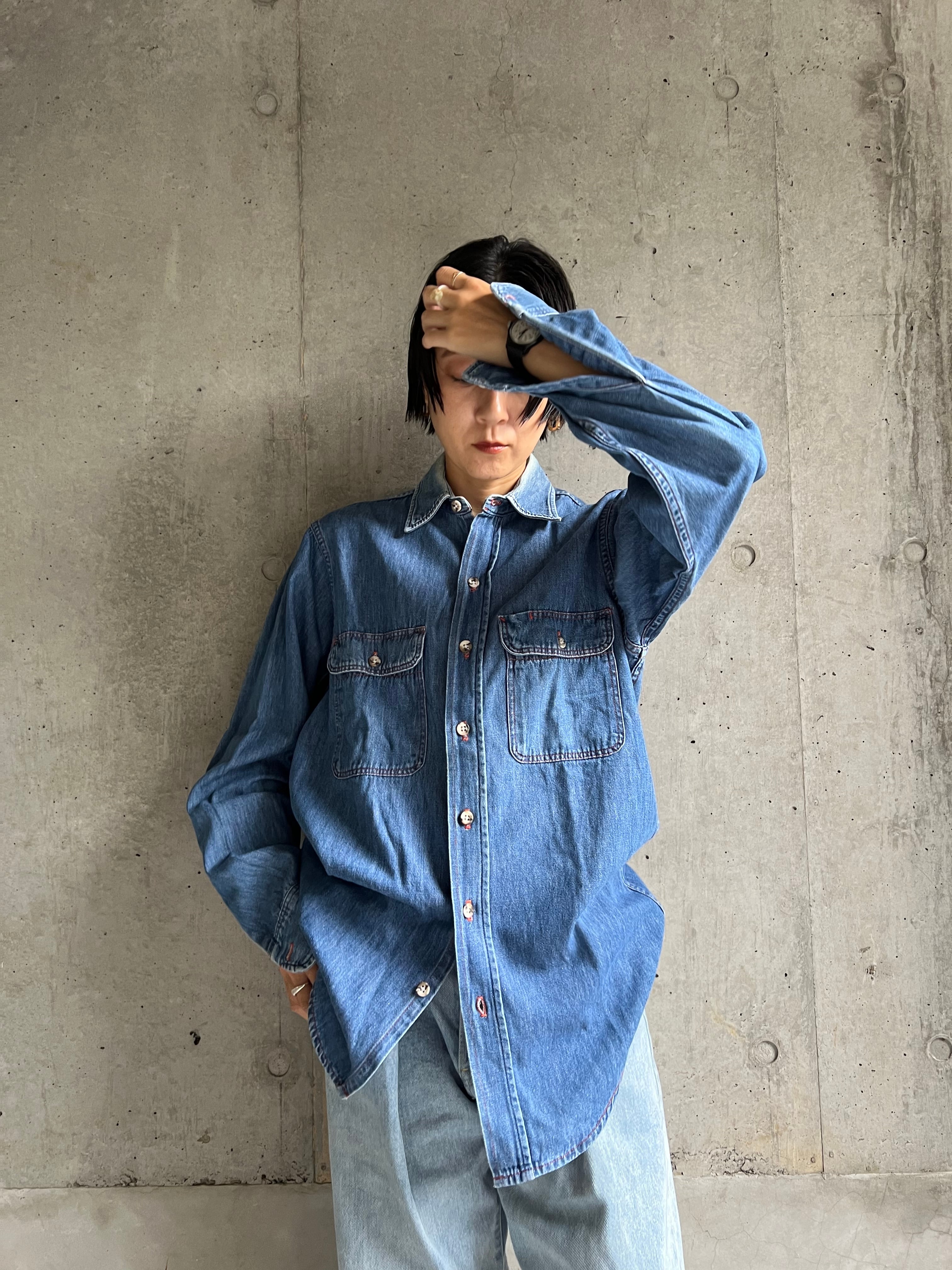 (SH602)80's Prentiss denim shirt made in USA