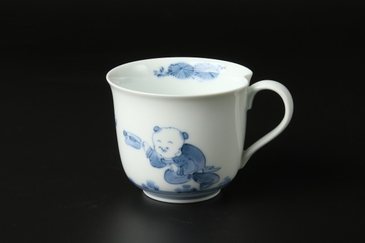 1976 三川内焼玉泉作唐子絵マグカップ未使用