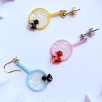 【片耳販売】お祭りの思い出｜ぷっくり金魚すくいのポイ　ピアス イヤリング イヤーカフ ネックレス チャーム　