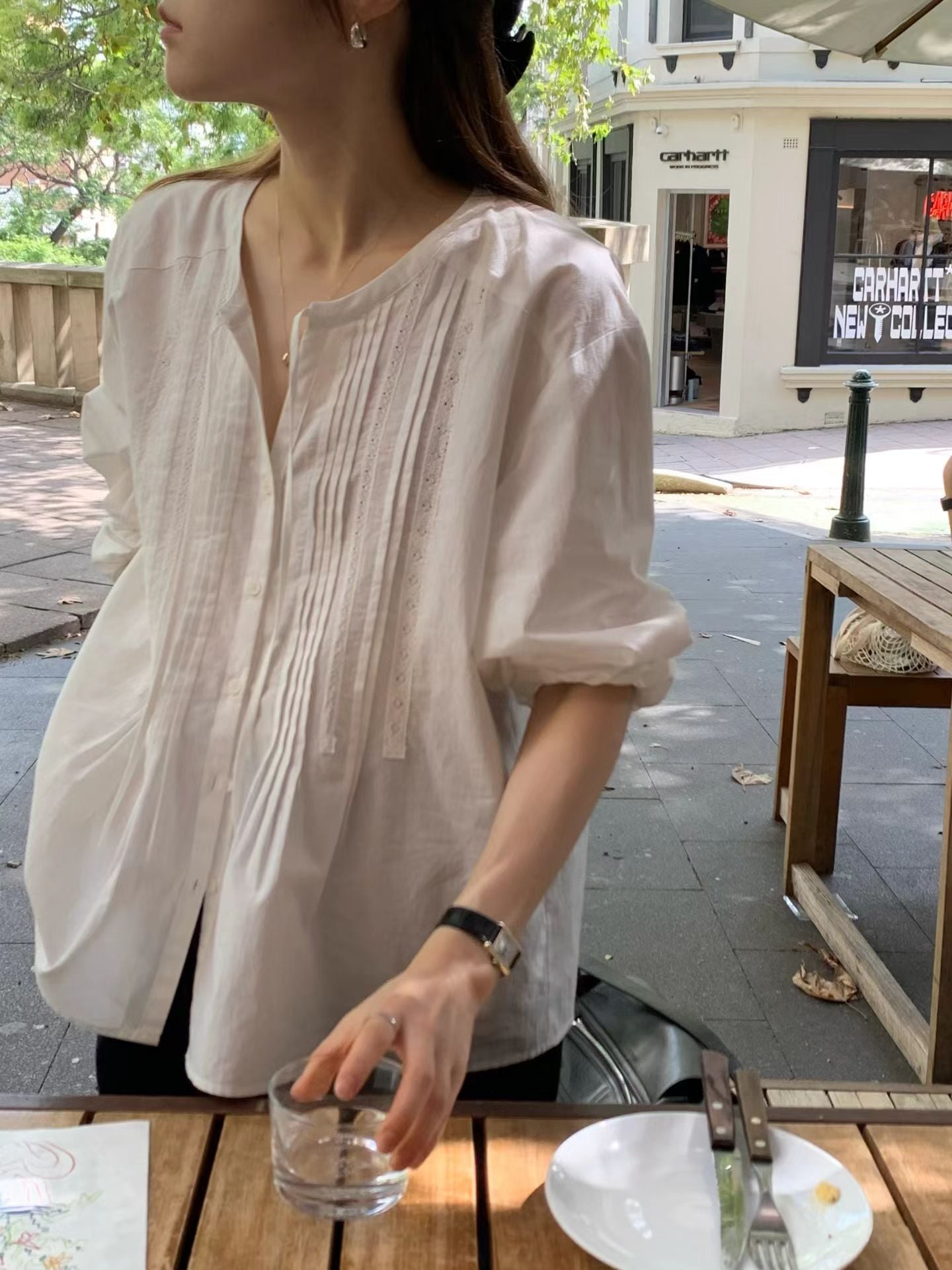 (即納) ounce / Kiddy Pin Tuck Blouse