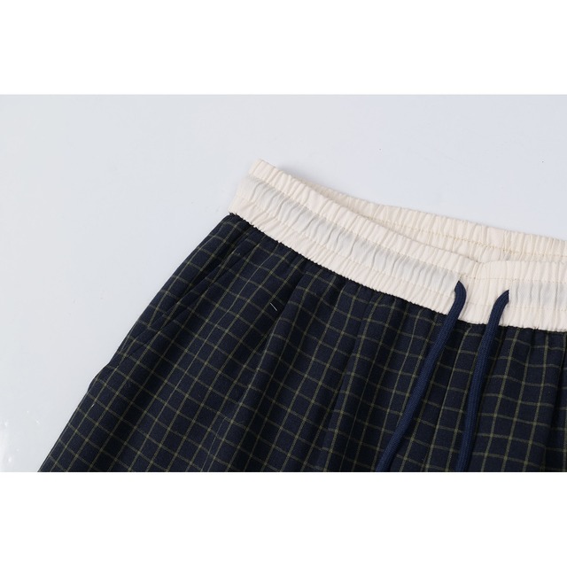 クラシックチェックドローストリングワイドラインパンツ 1col   R02301