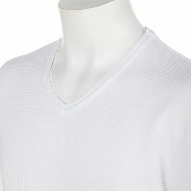 ワッフルVネック半袖Tシャツ（ホワイト）CWS4604