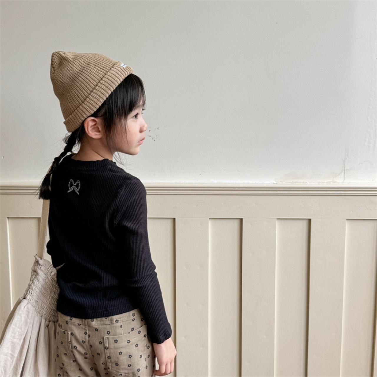 秋ビッグ蝶結びリブTシャツ
