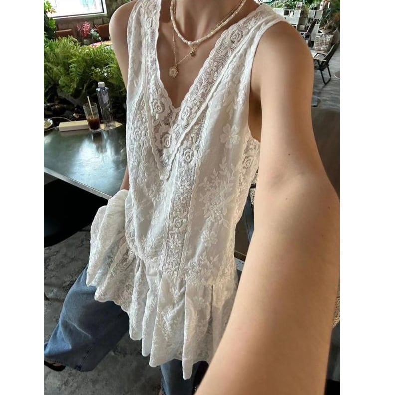 Vintage Lace Layered Tunic*S-356