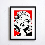 Monroe Love (red)｜情熱的なレッドが映えるマリリンモンローアートポスター｜モノトーンに艶を添えるラグジュアリーインテリアA3ポスター