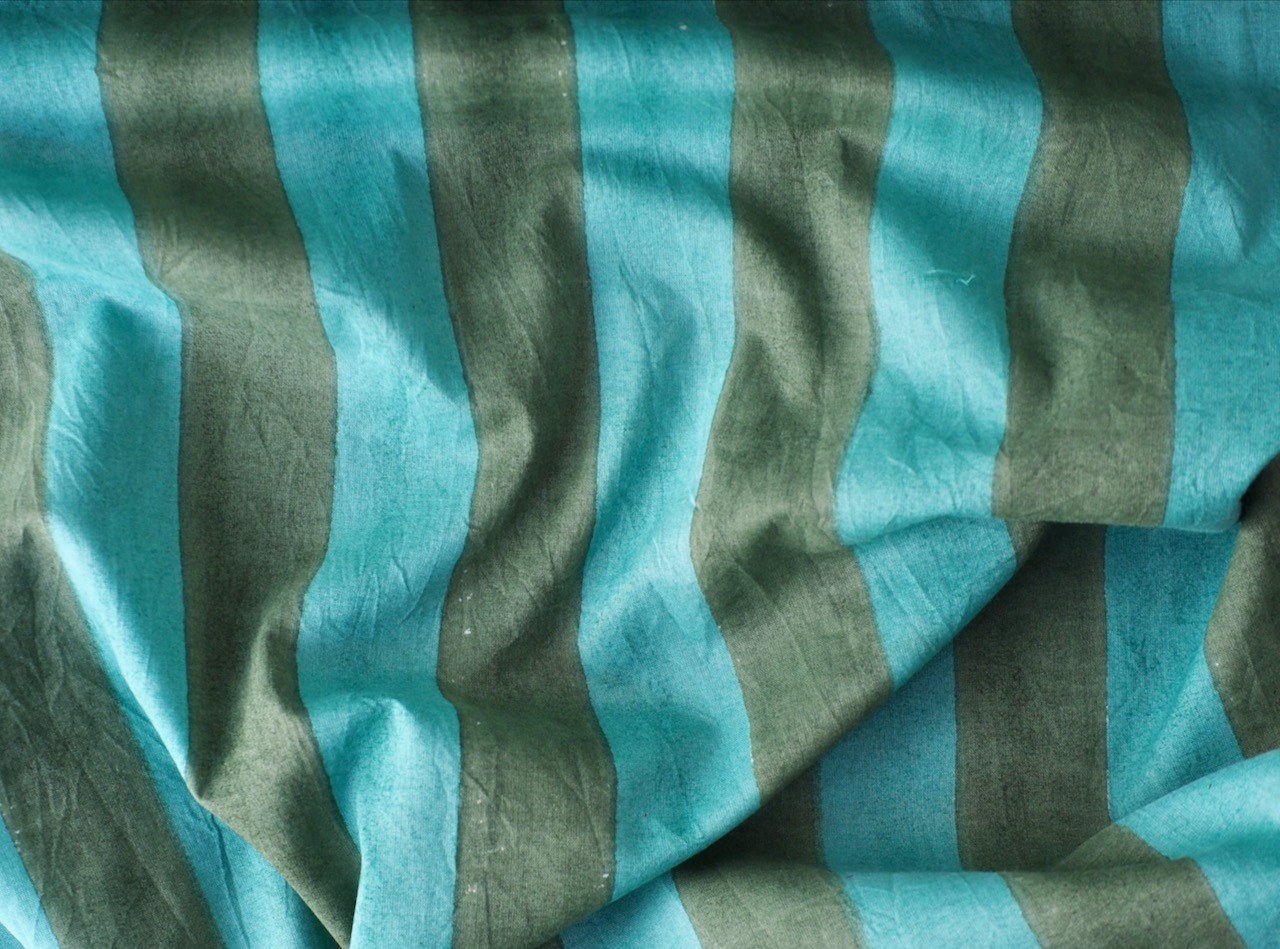 block print fabric d38 green×green