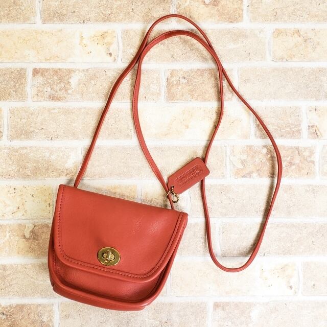 極美品 オールドコーチ ☆ USA製 レザー ターンロック ミニ ショルダー  