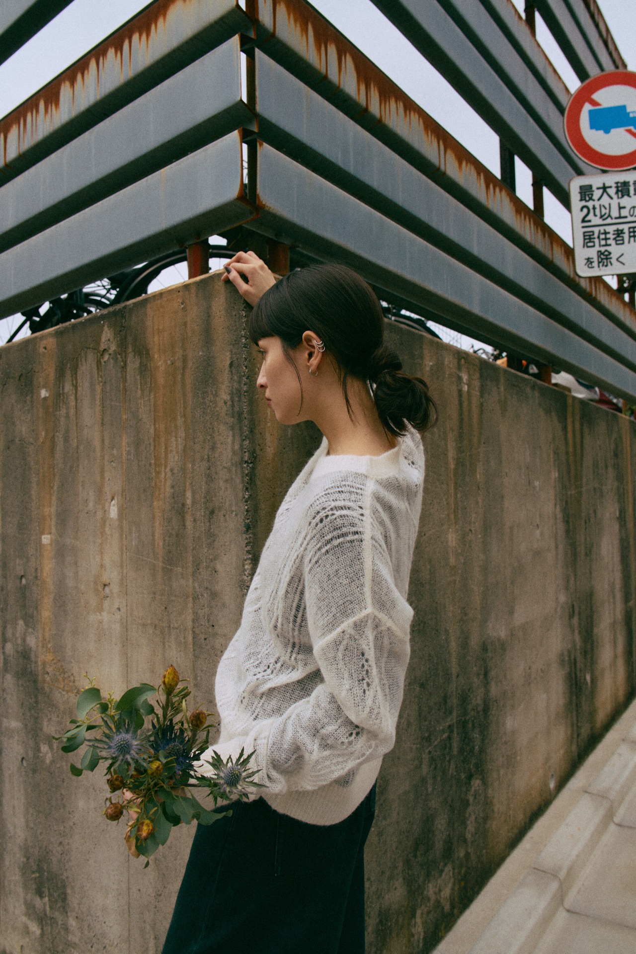 Sheer Aran Relax Sized Pullover Knit