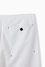 FOURAM - SHEER SEERSUCKER HAKAMA PANTS ：WHITE｜シアーサッカー／袴パンツ／USコットン混／フロントアジャスト／セットアップ対応