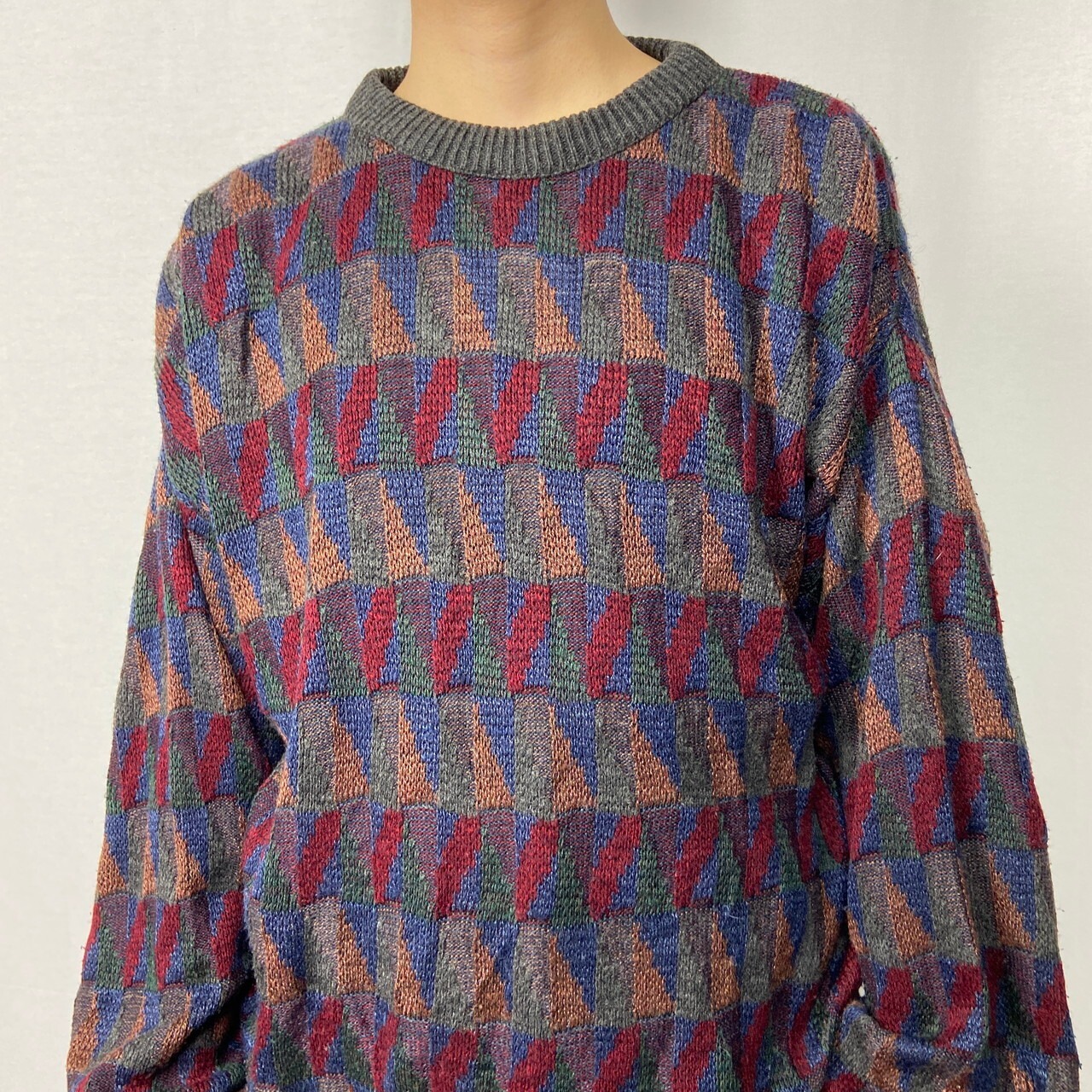 90年代 JANTZEN ジャンセン 総柄 アクリルニットセーター メンズL相当 