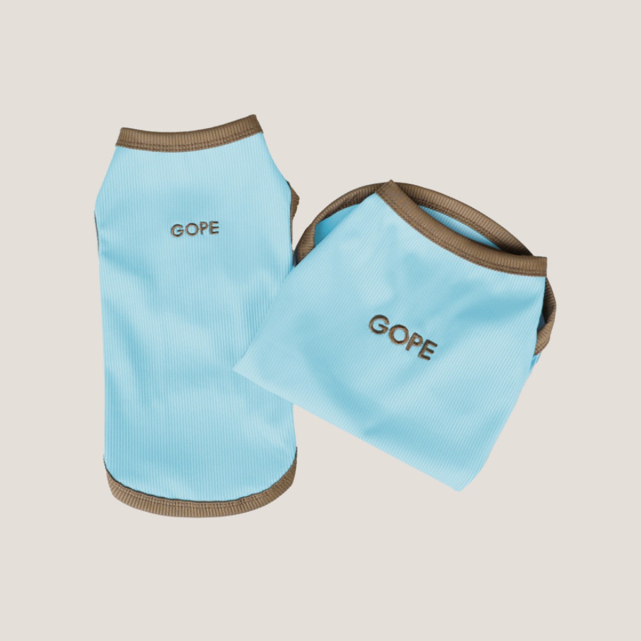【予約】[ GOPE ] Coolever Dog Sleeveless｜Brown × Light Cyan - 4