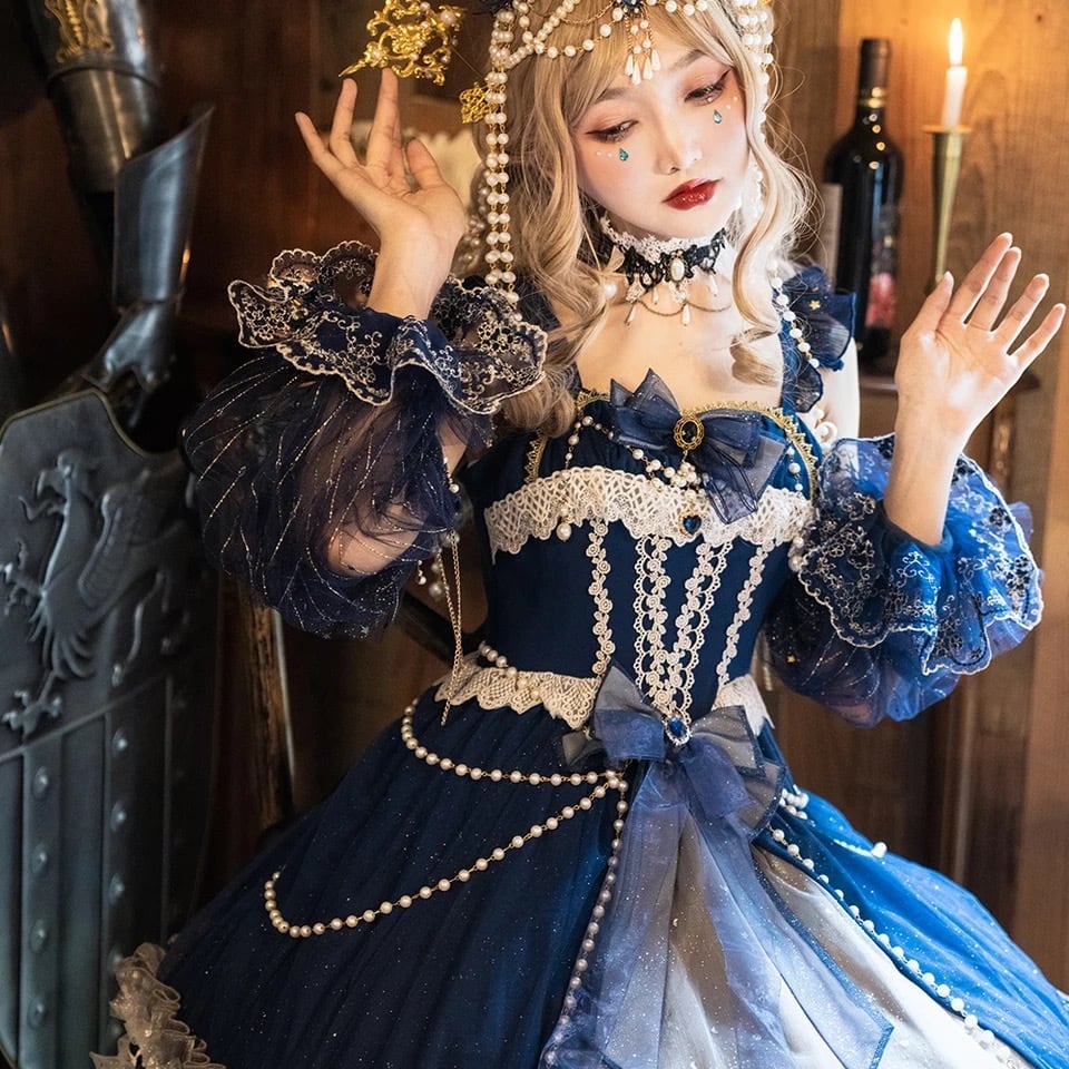 クラシカルメイドワンピース　長袖　ヘッドドレスつきクラロリ　ロリータ　コスプレ