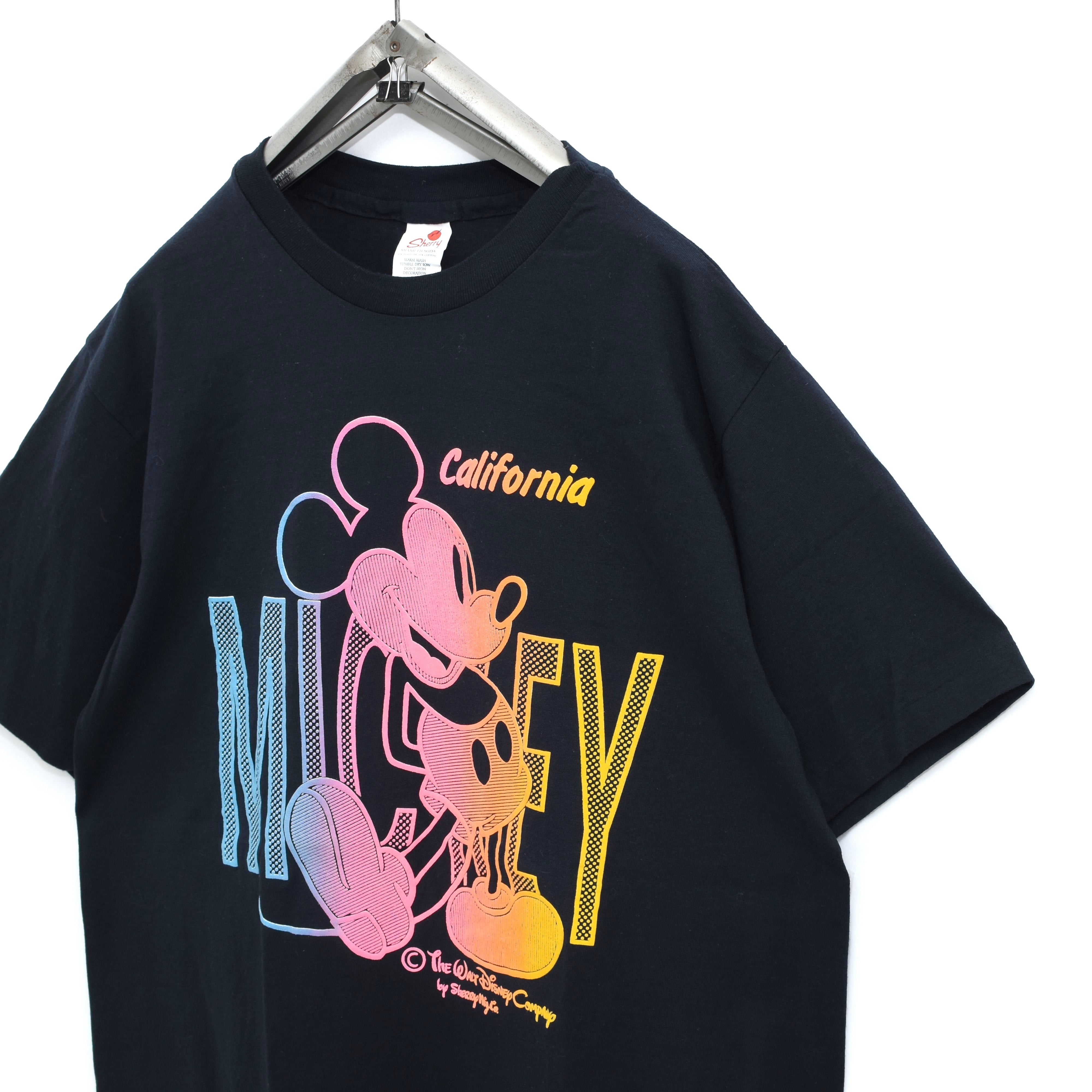 ミッキーマウス ディズニー SHERRY'S USA製 総柄Tシャツ M