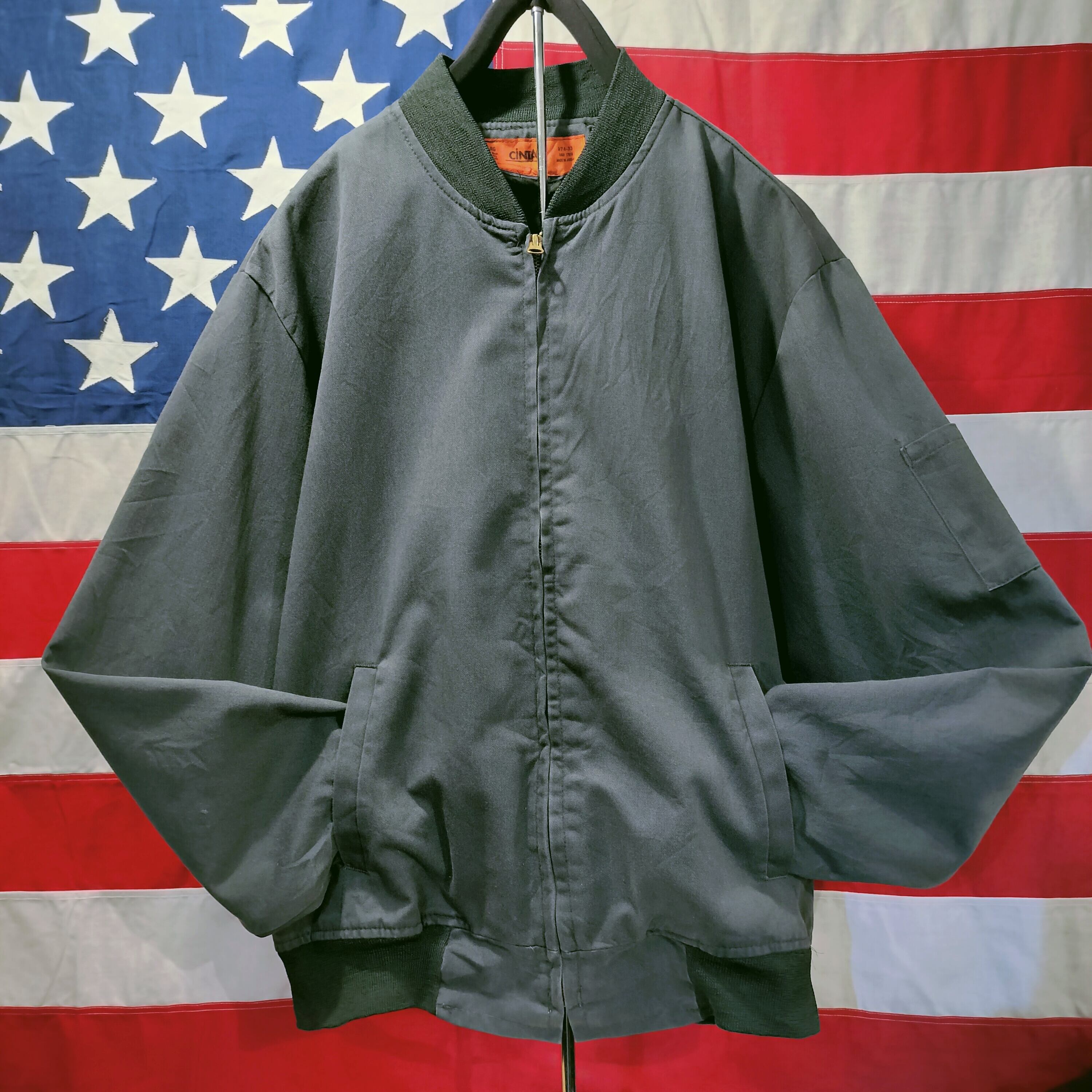 Used ジャケット◆XL 濃灰 短丈 CiNTAS ワークジャケット 無地 襟無し◆ヴィンテージ USA古着