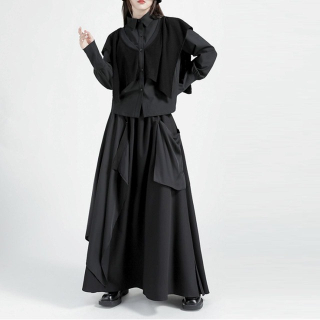 Fake layered design shirt C0953