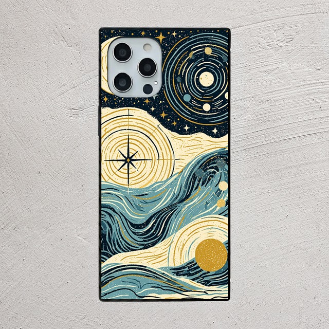 受注生産 iPhoneケース 羅針盤と波のクラシック星図｜天体図風 STAR031A